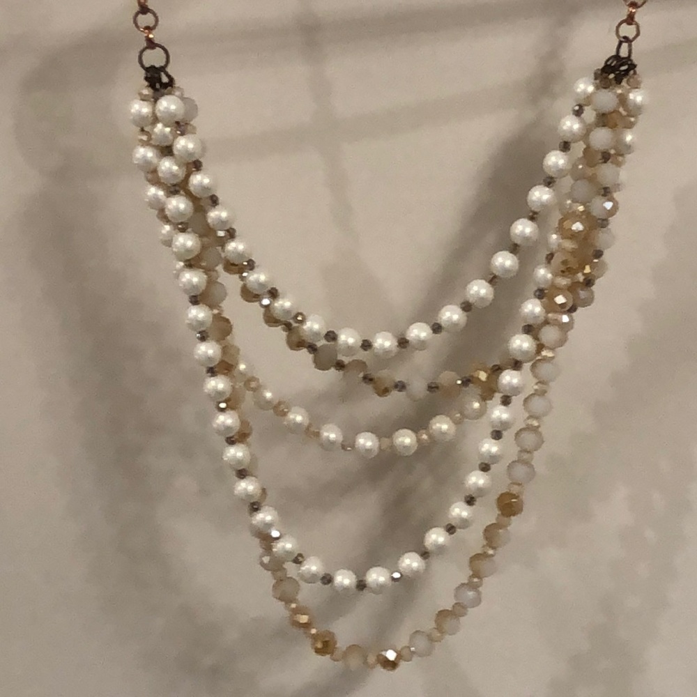Multi strand beaded and faux pearl necklace